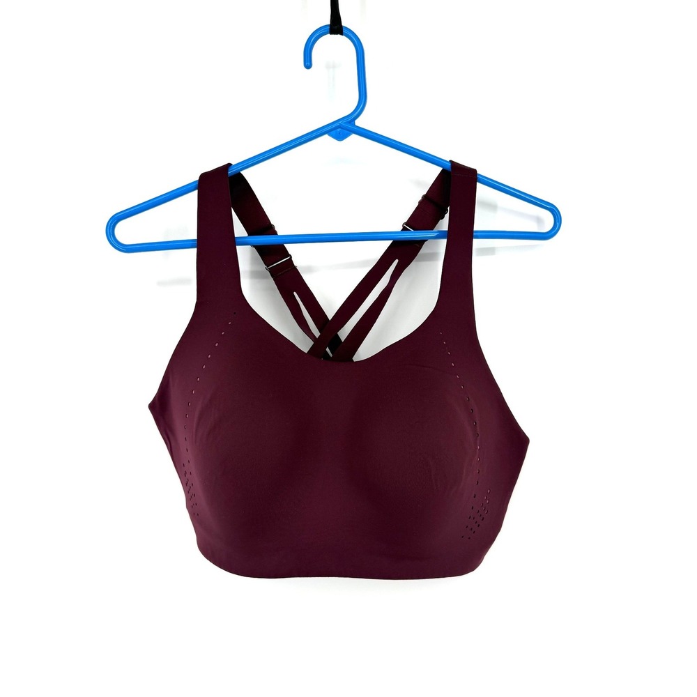 Lululemon Run Times Sports Bra 38D Burgundy High Support Adjustable LW2CS1S